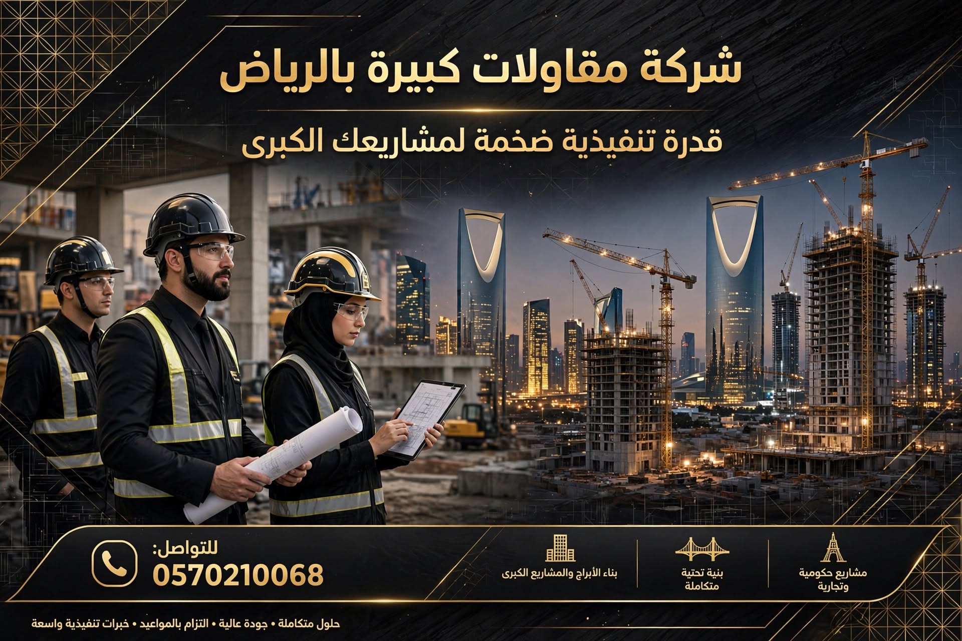 شركة مقاولات كبيرة بالرياض 0570210068 – قدرة تنفيذية ضخمة لمشاريعك الكبرى