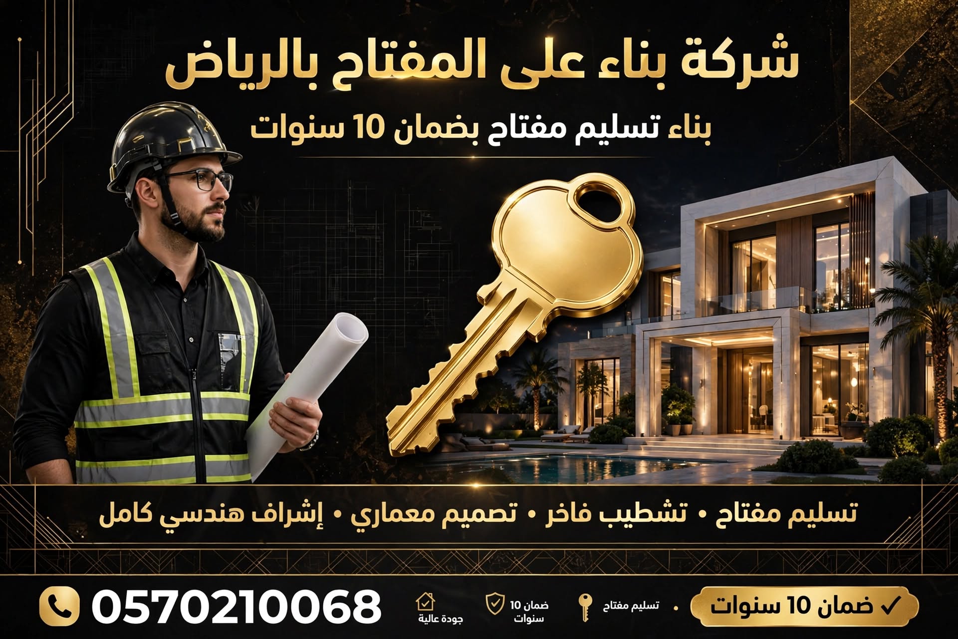 شركة بناء على المفتاح بالرياض 0570210068 – بناء تسليم مفتاح بضمان 10 سنوات